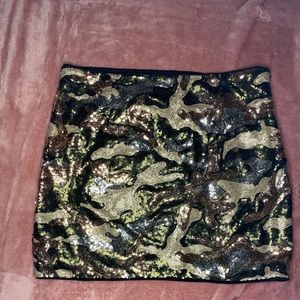 Sequin camo mini skirt